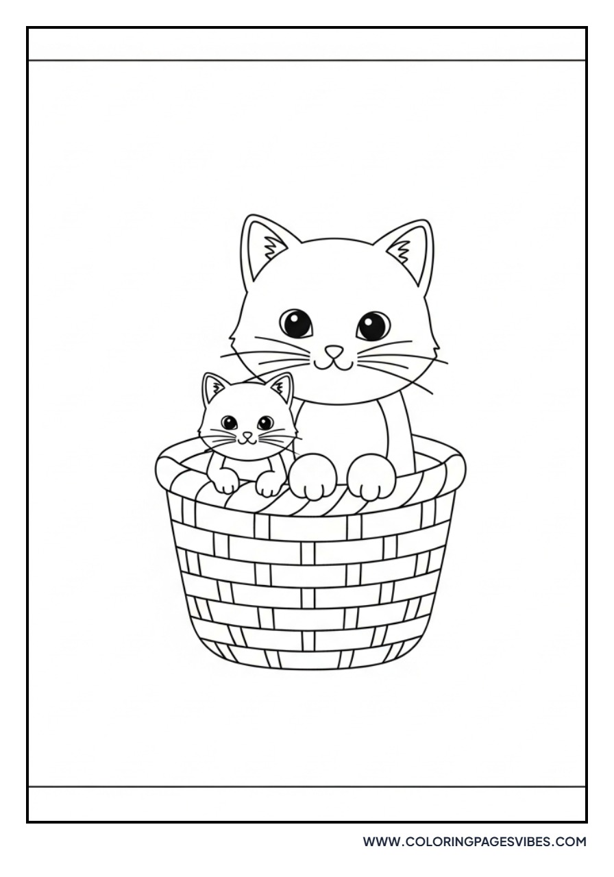 Cartoon Cat in Basket