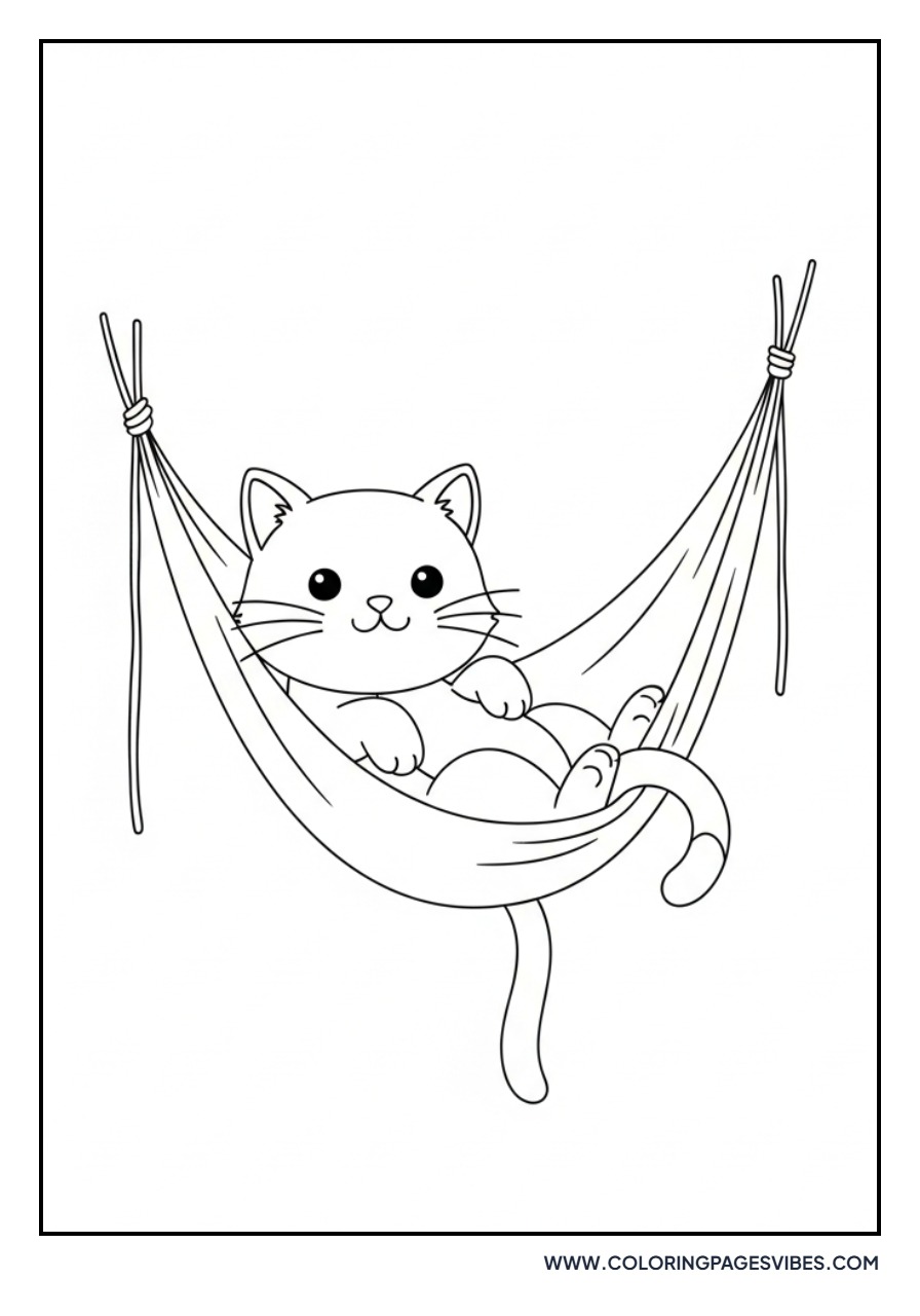 Cartoon Cat in Hammock
