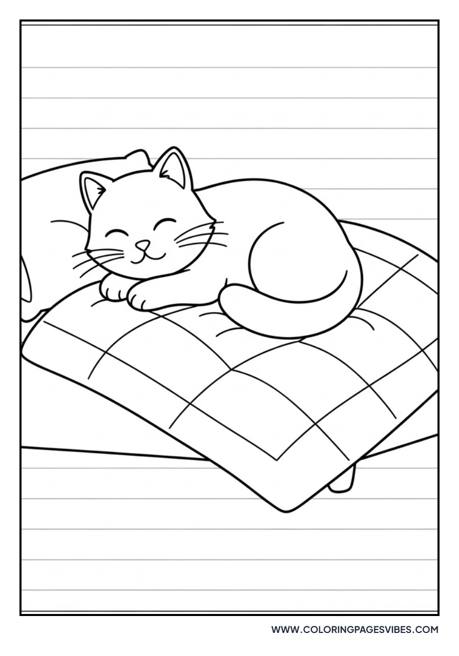 Cartoon Cat on Bed