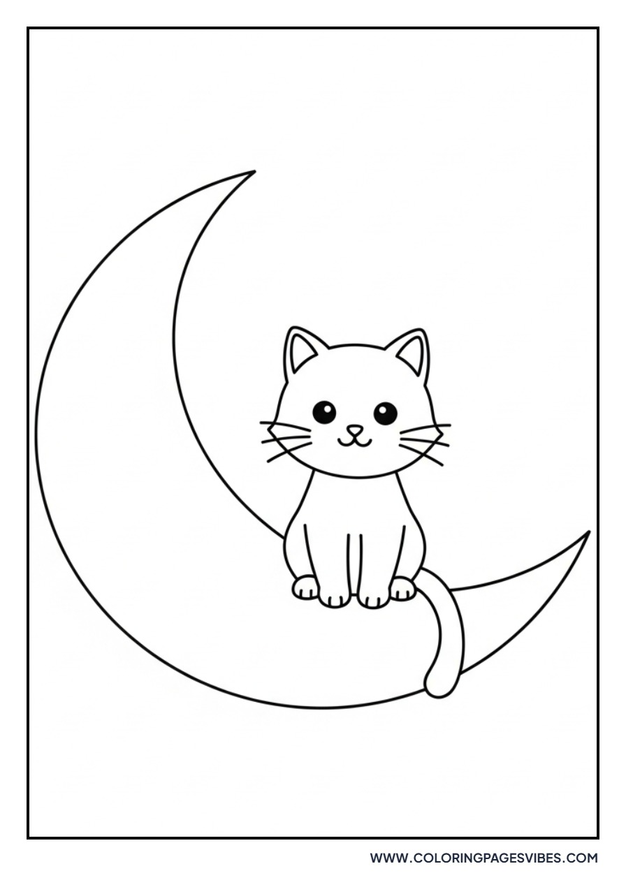 Cartoon Cat on Moon