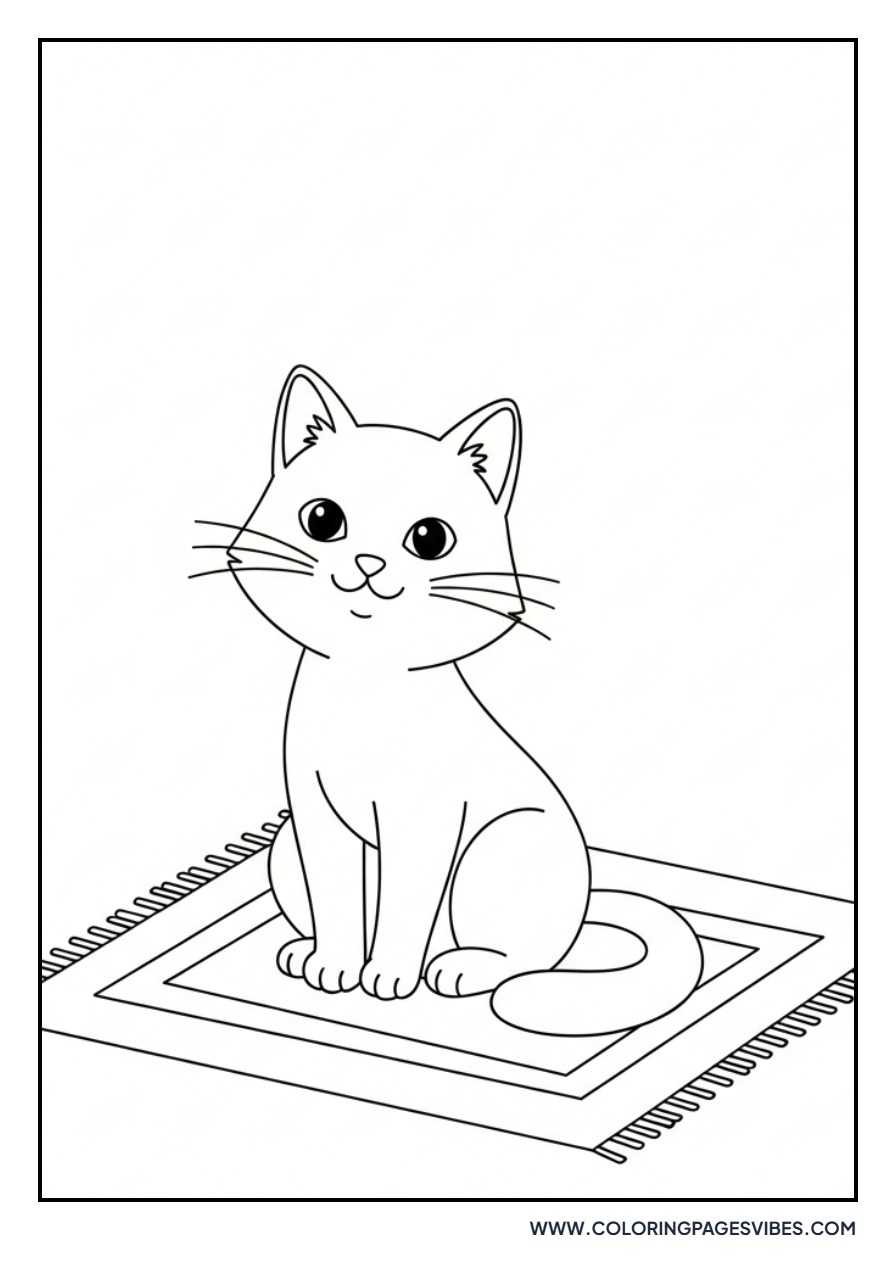 Cartoon Cat on Rug