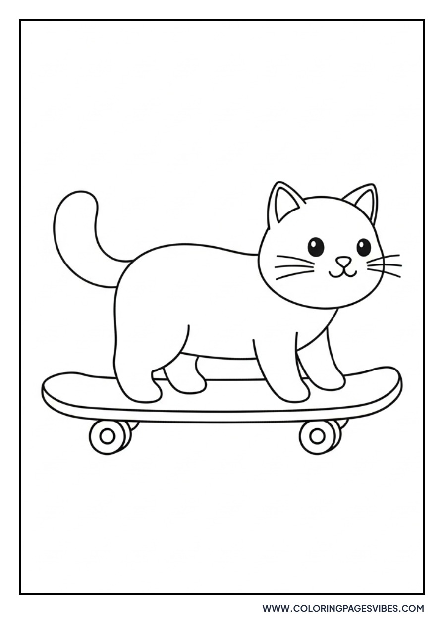 Cartoon Cat on Skateboard