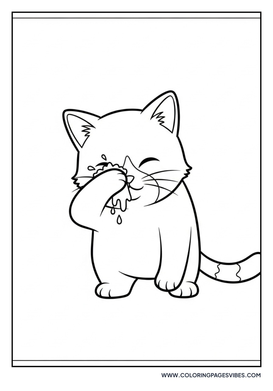 Cartoon Cat Washing Face