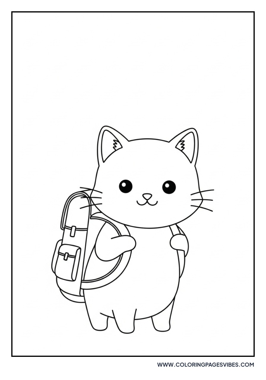 Cartoon Cat with Backpack