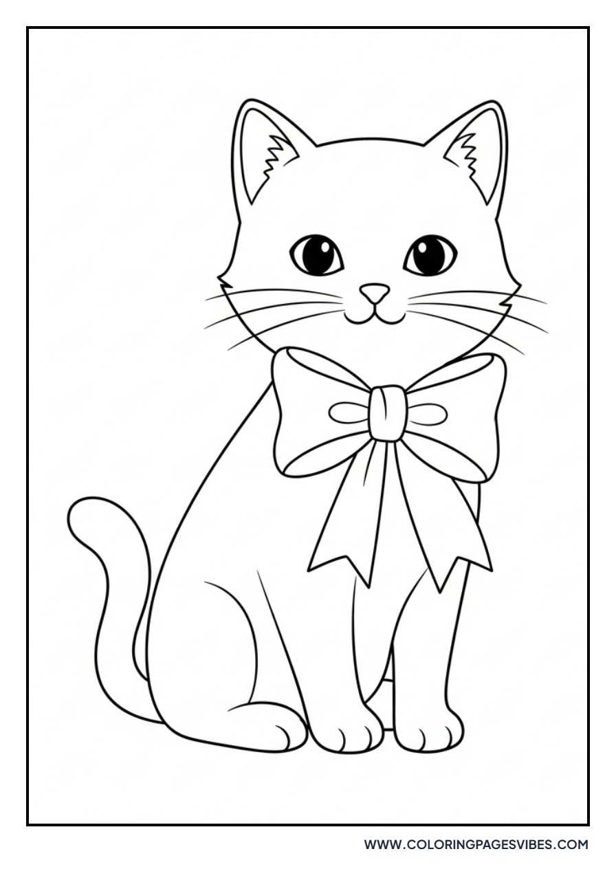 Cartoon Cat with Bow