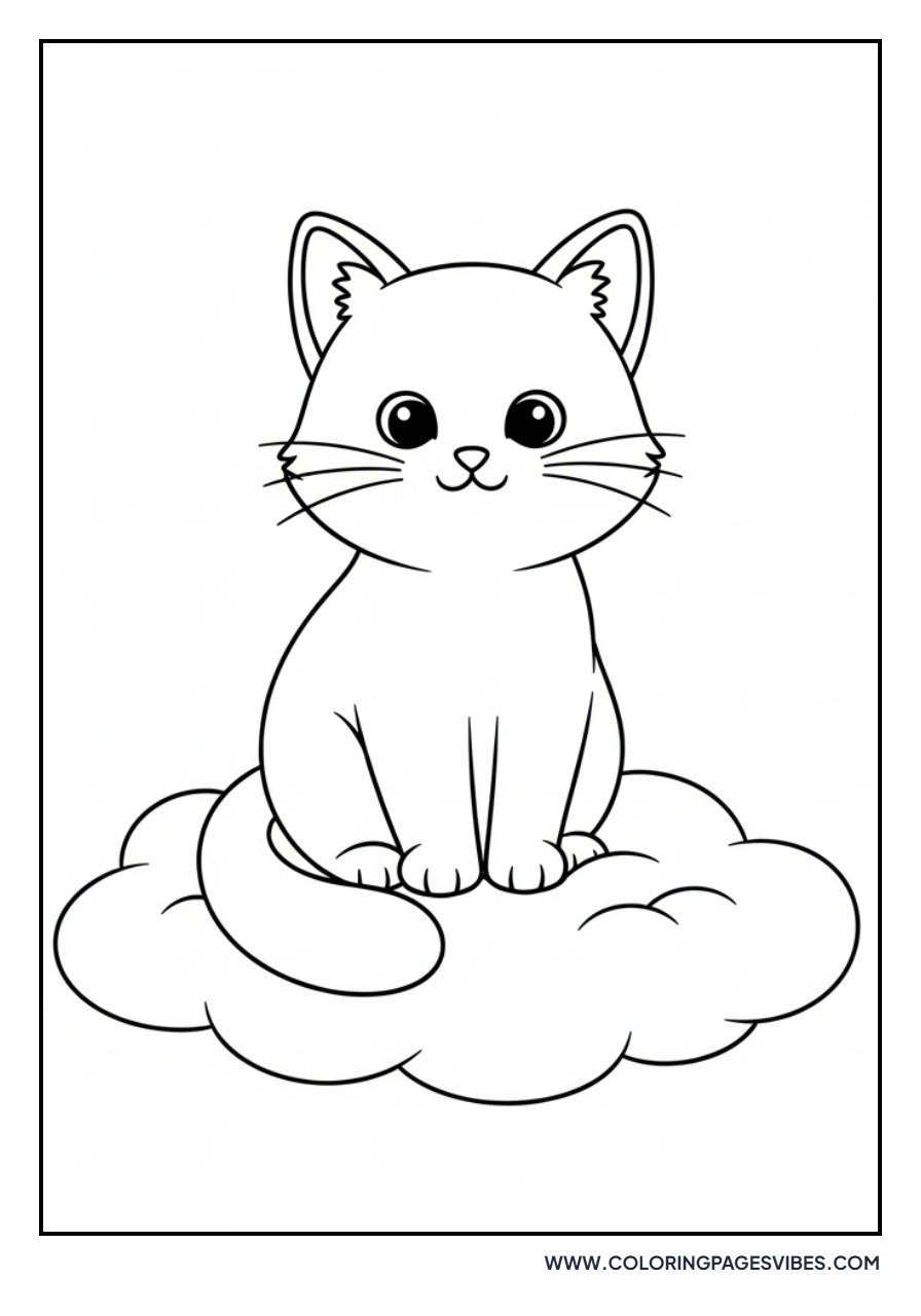 Cartoon Cat with Cloud