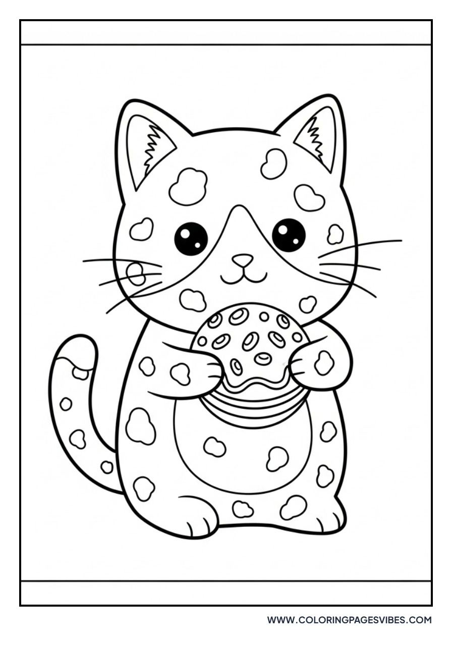 Cartoon Cat with Cookie