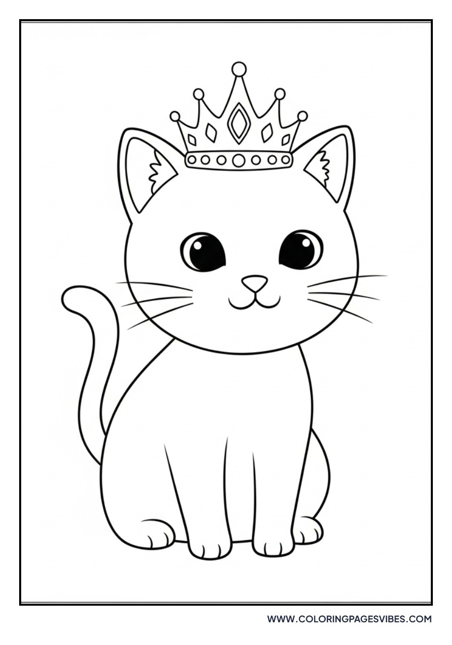 Cartoon Cat with Crown