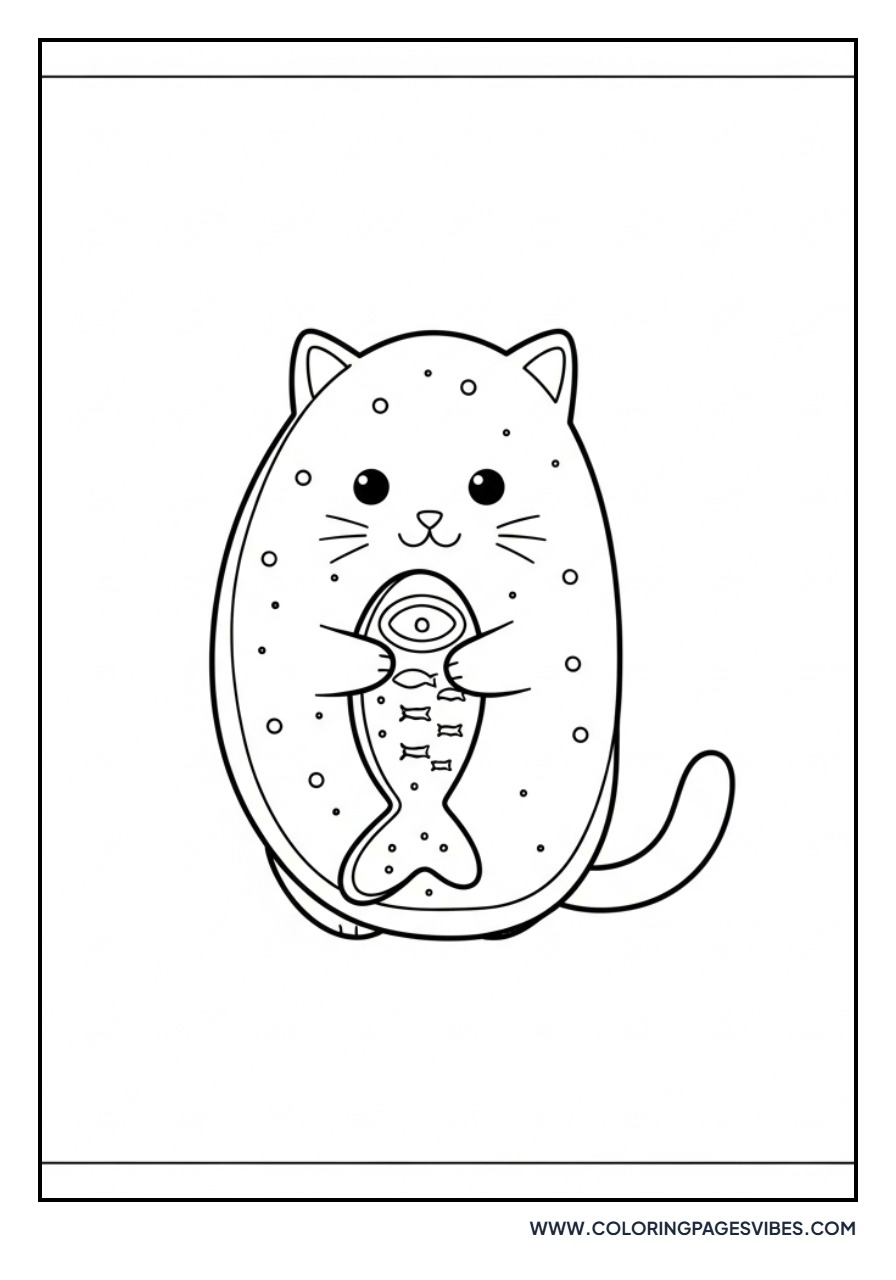 Cartoon Cat with Fish Cracker