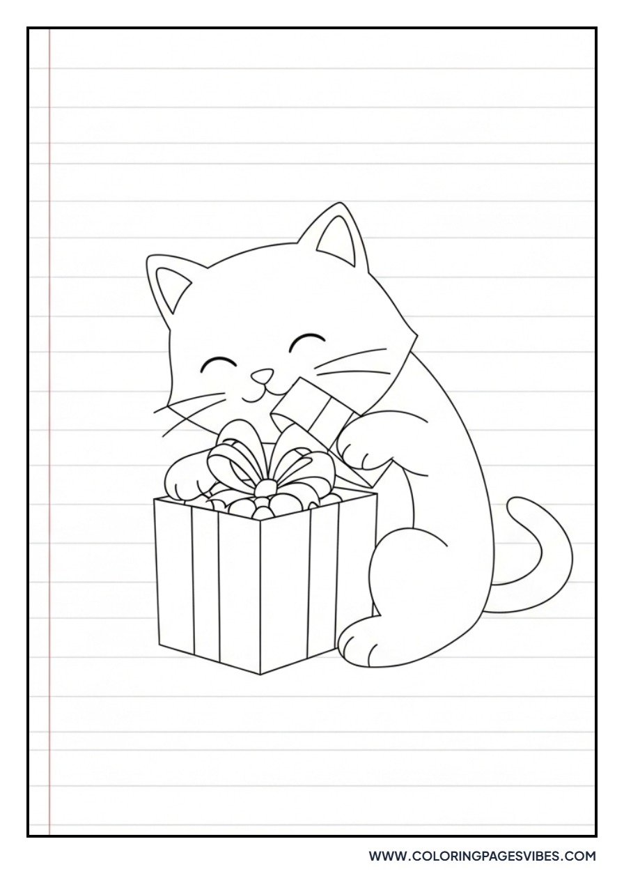 Cartoon Cat with Gift