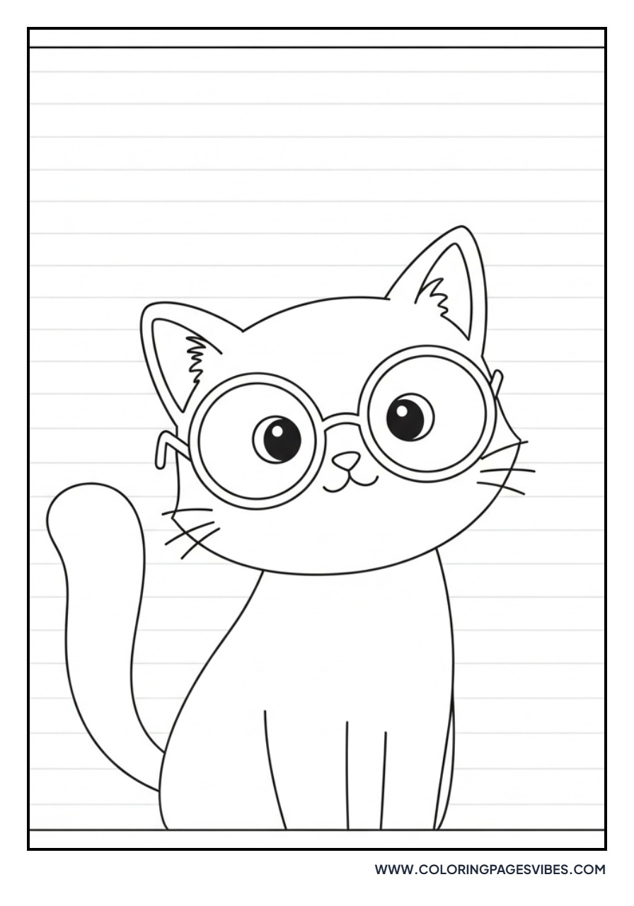 Cartoon Cat with Glasses