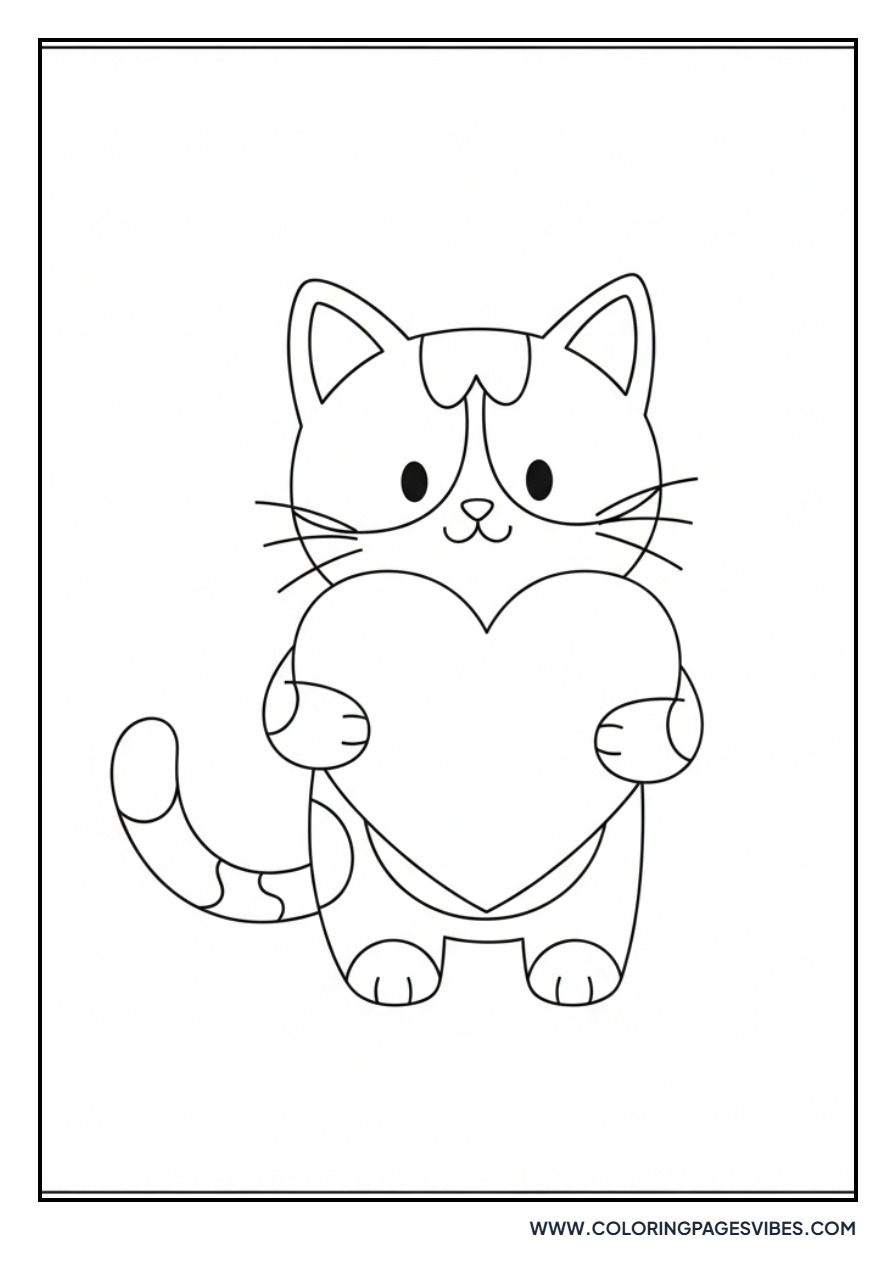 Cartoon Cat with Heart