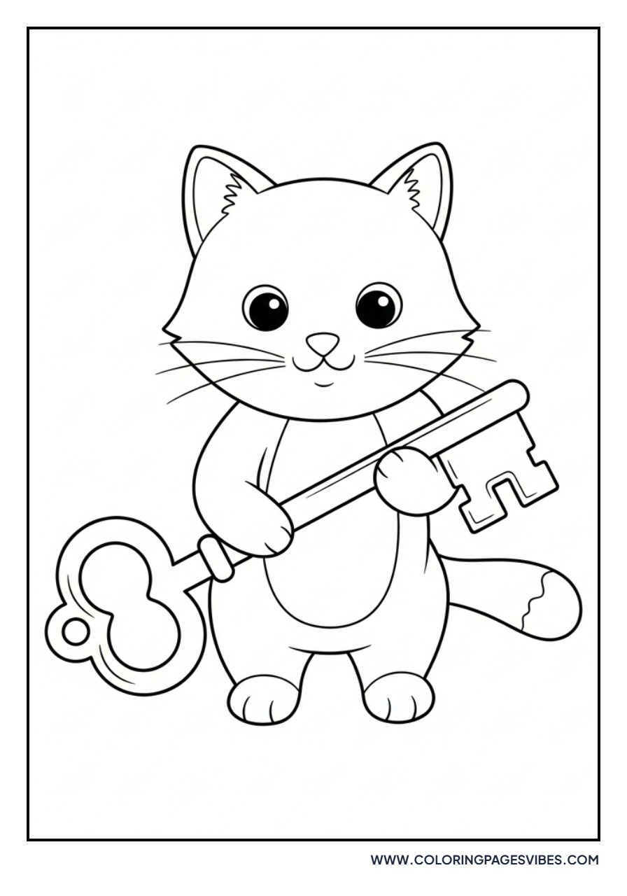 Cartoon Cat with Key