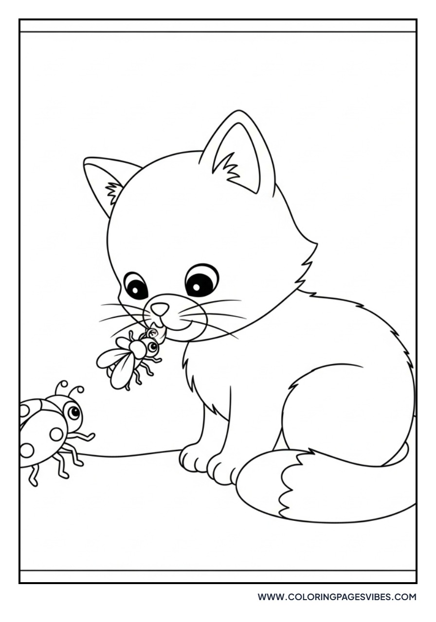 Cartoon Cat with Magnifying Glass