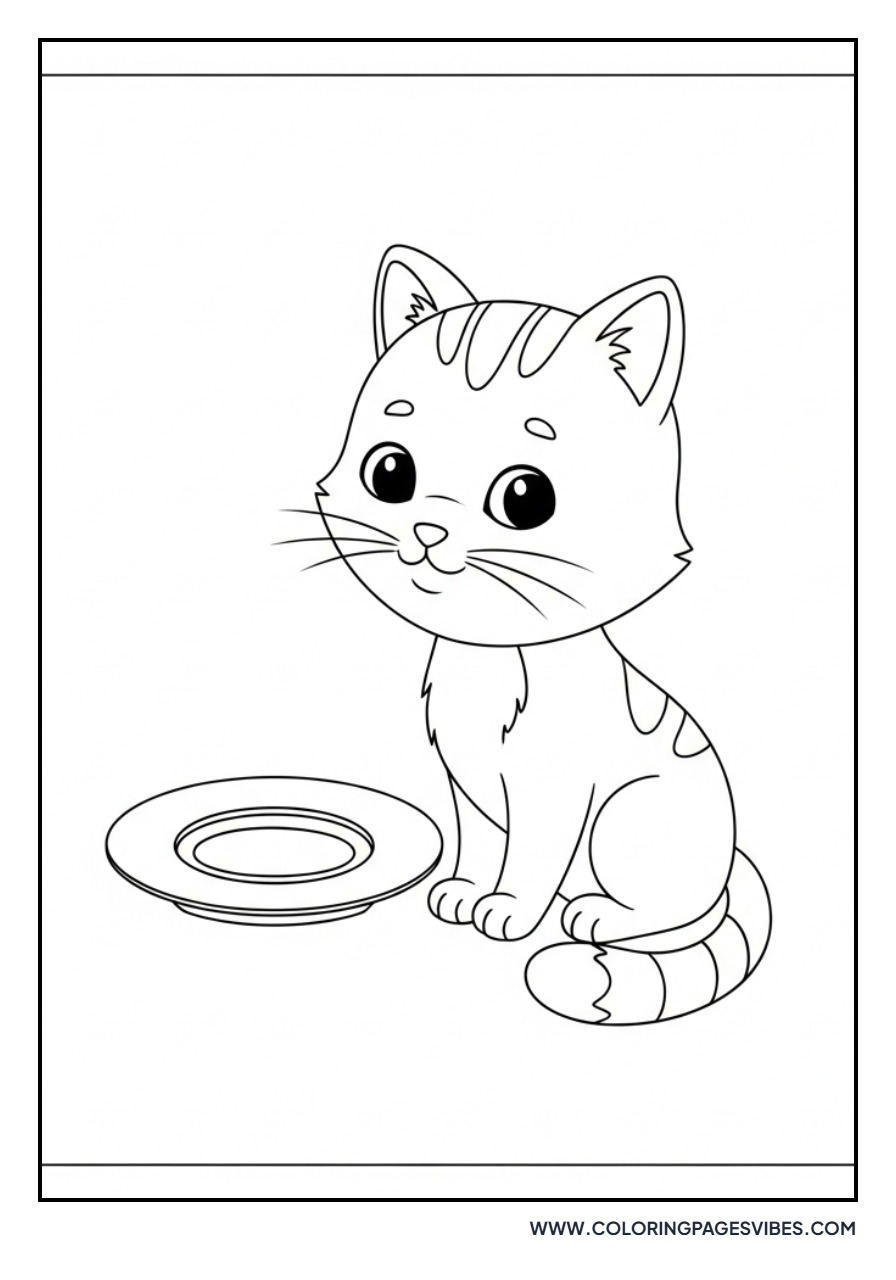 Cartoon Cat with Milk