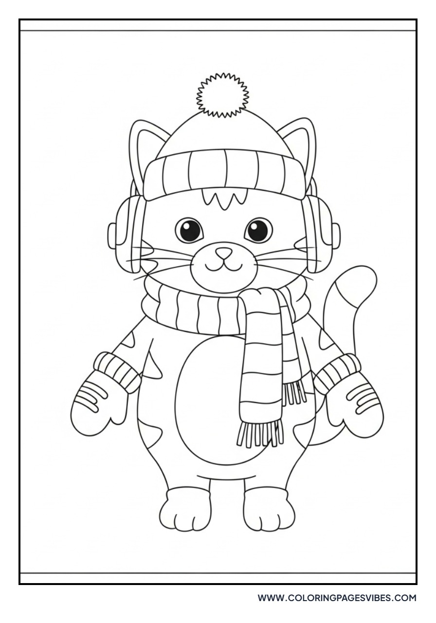 Cartoon Cat with Mittens
