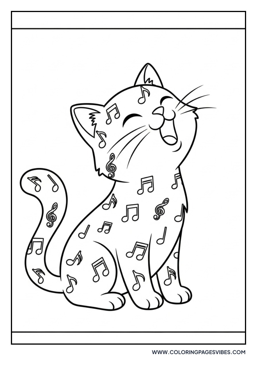 Cartoon Cat with Music Note