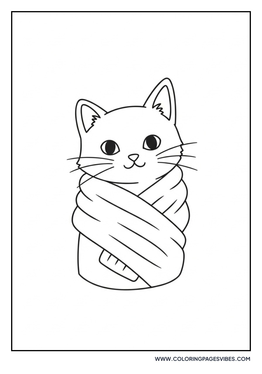 Cartoon Cat with Scarf