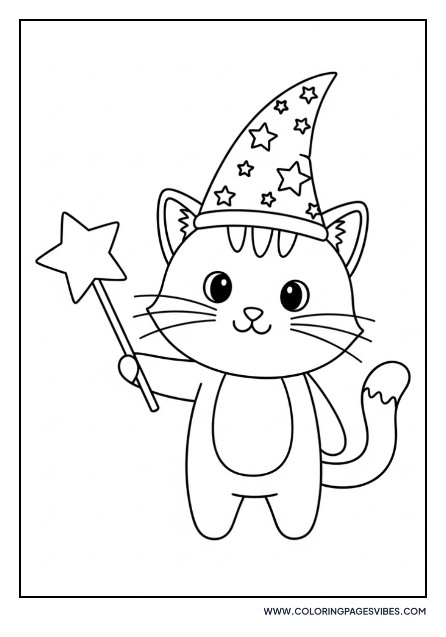Cartoon Cat with Star Wand