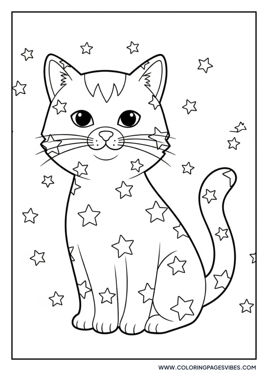 Cartoon Cat with Stars