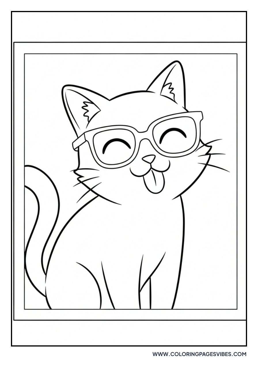 Cartoon Cat with Teasing Tongue