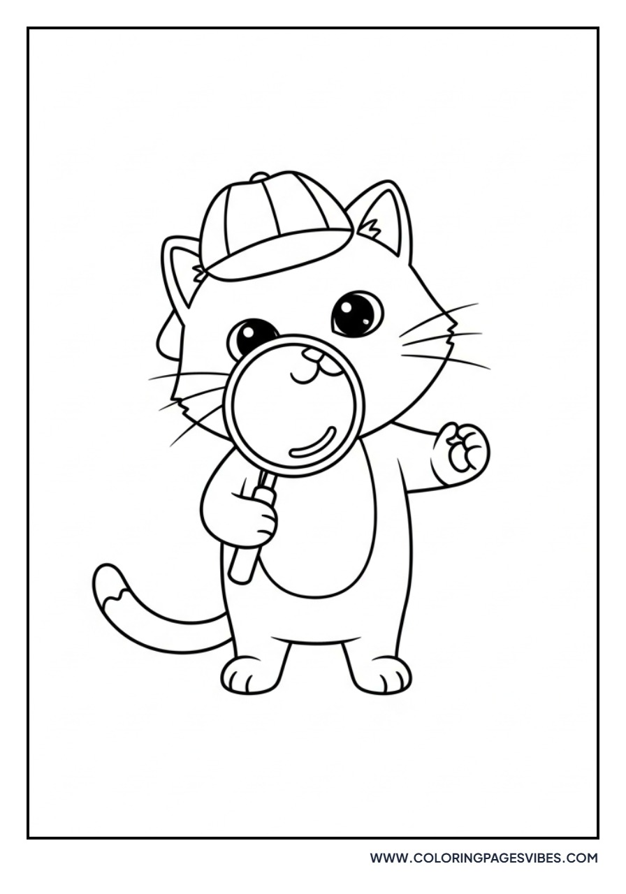 Detective Cartoon Cat