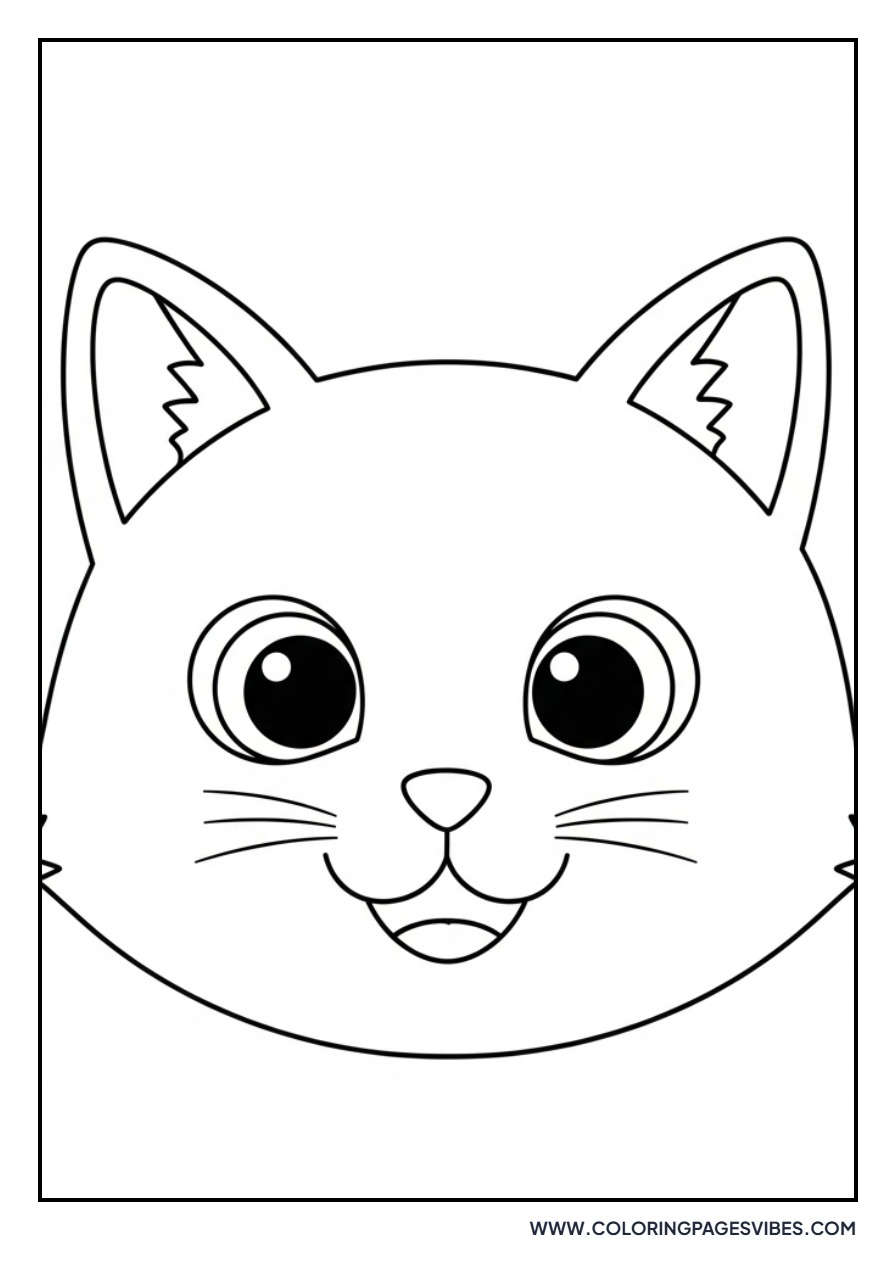 Happy Cartoon Cat Face
