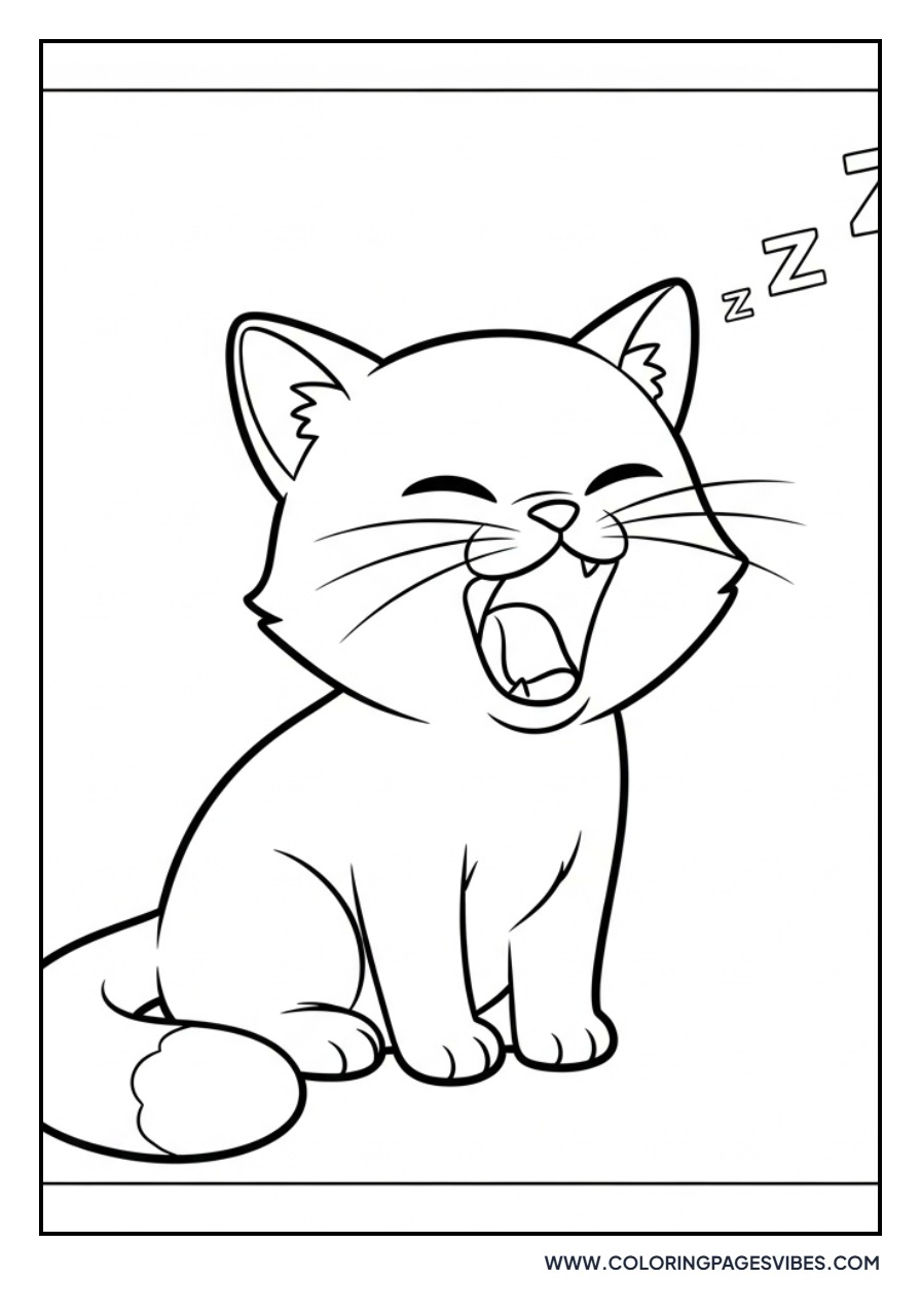 Sleepy Cartoon Kitten