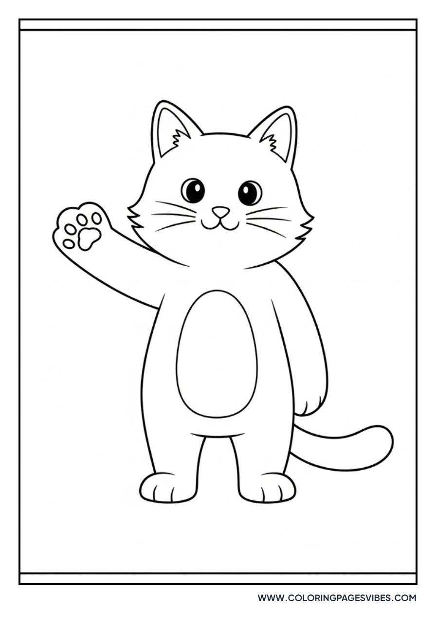 Waving Cartoon Cat