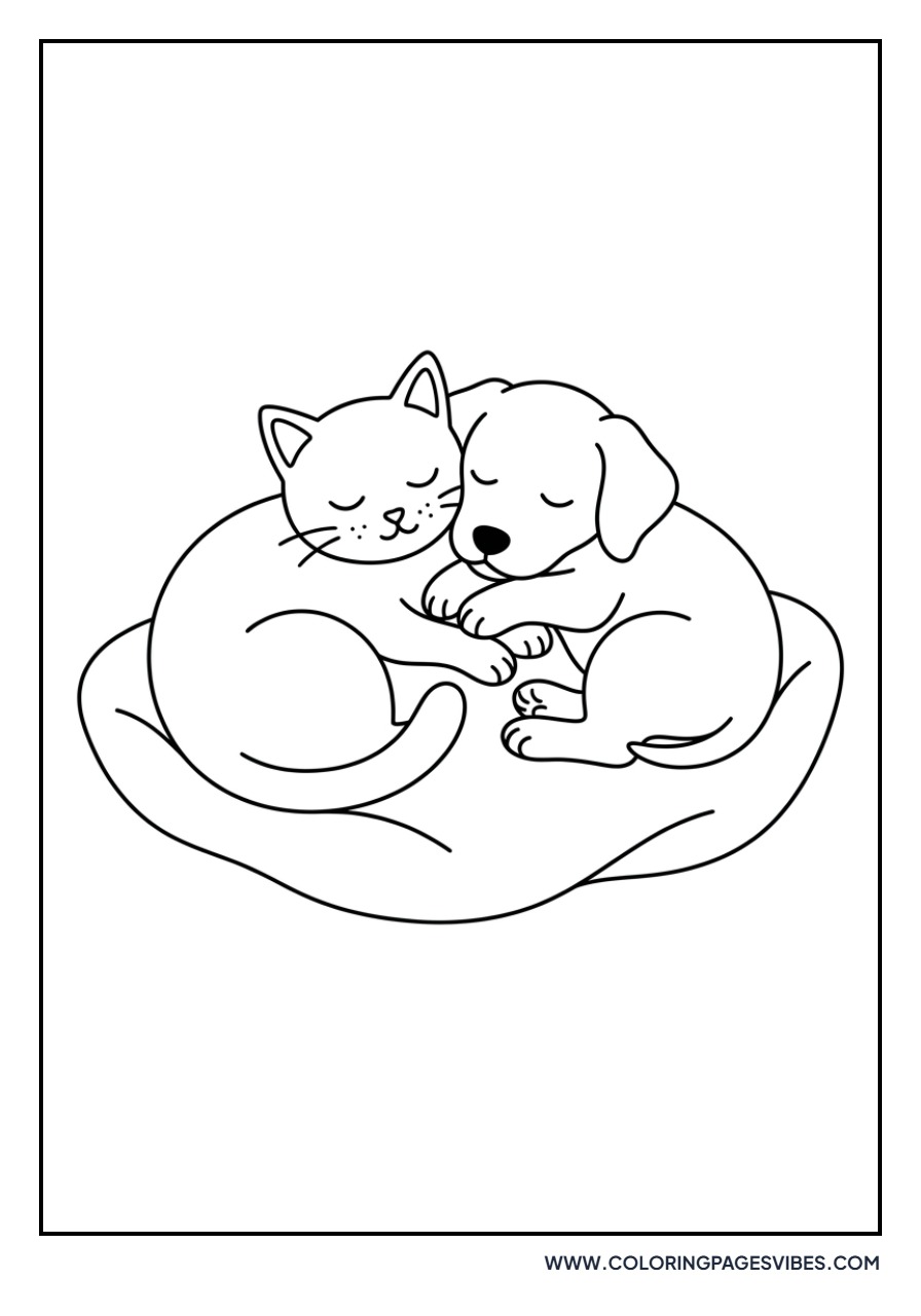 Cat and Dog Sleeping