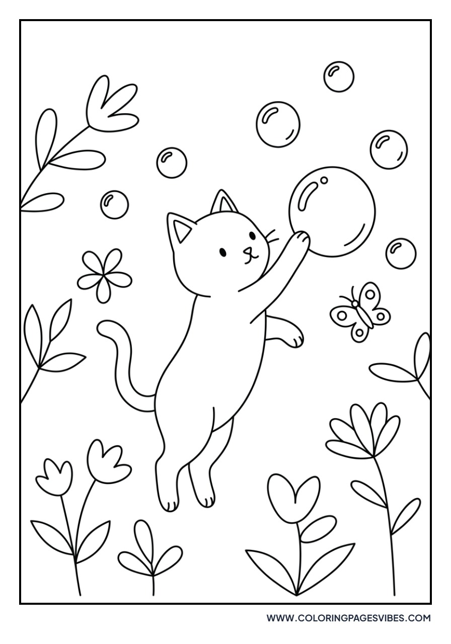Cat Catching Bubbles