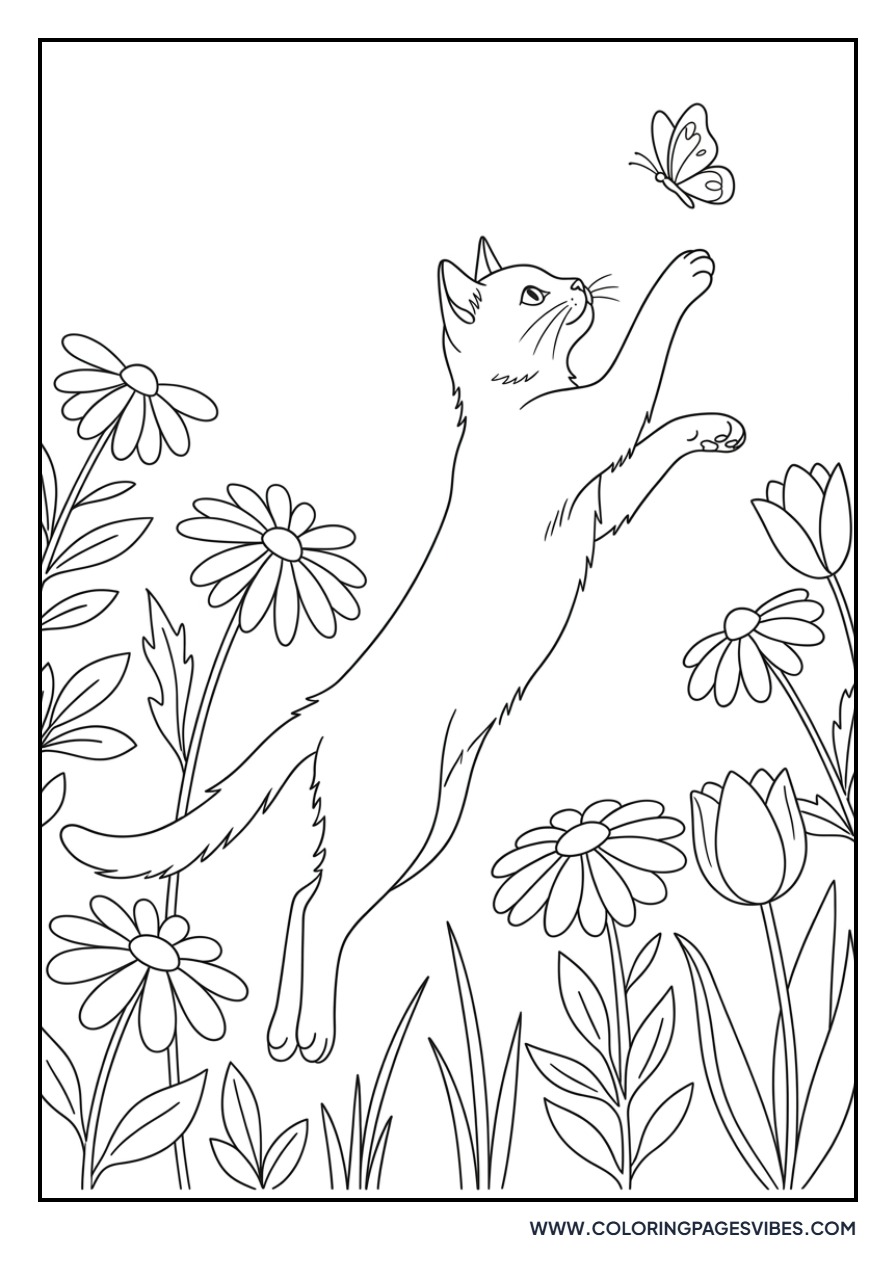 Cat Chasing a Butterfly