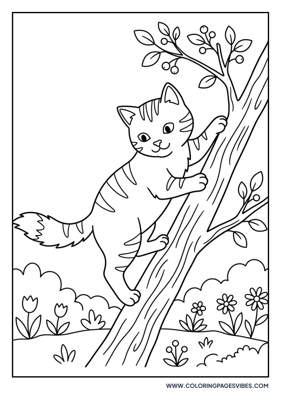 Cat Climbing a Tree