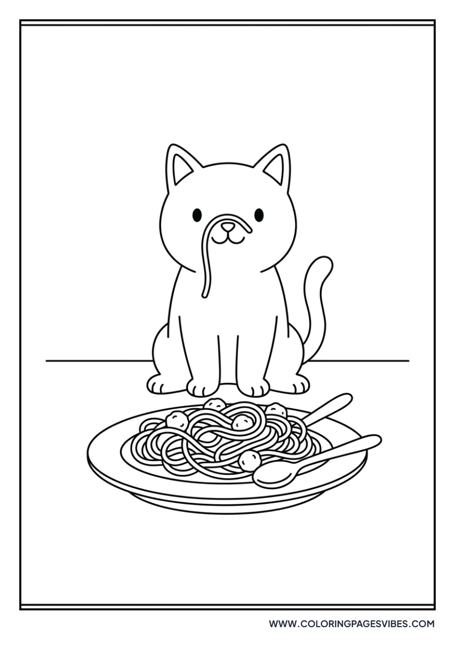 Cat Eating Spaghetti