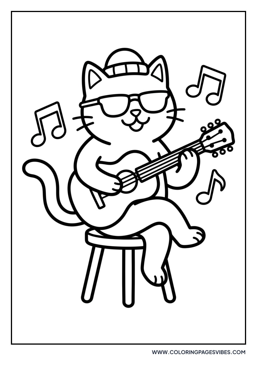 Cat Playing a Guitar