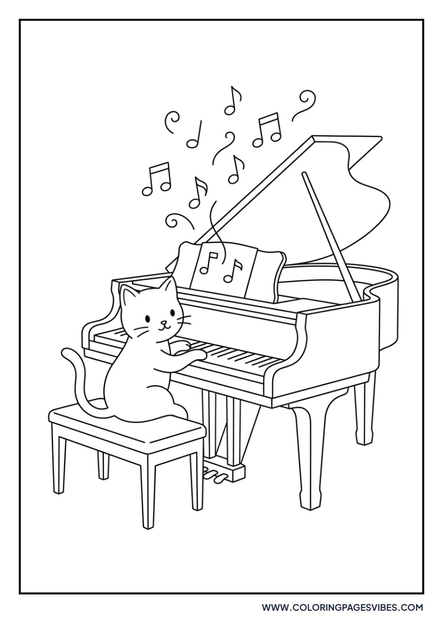 Cat Playing Piano