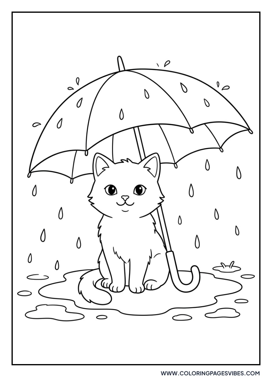 Cat Under an Umbrella
