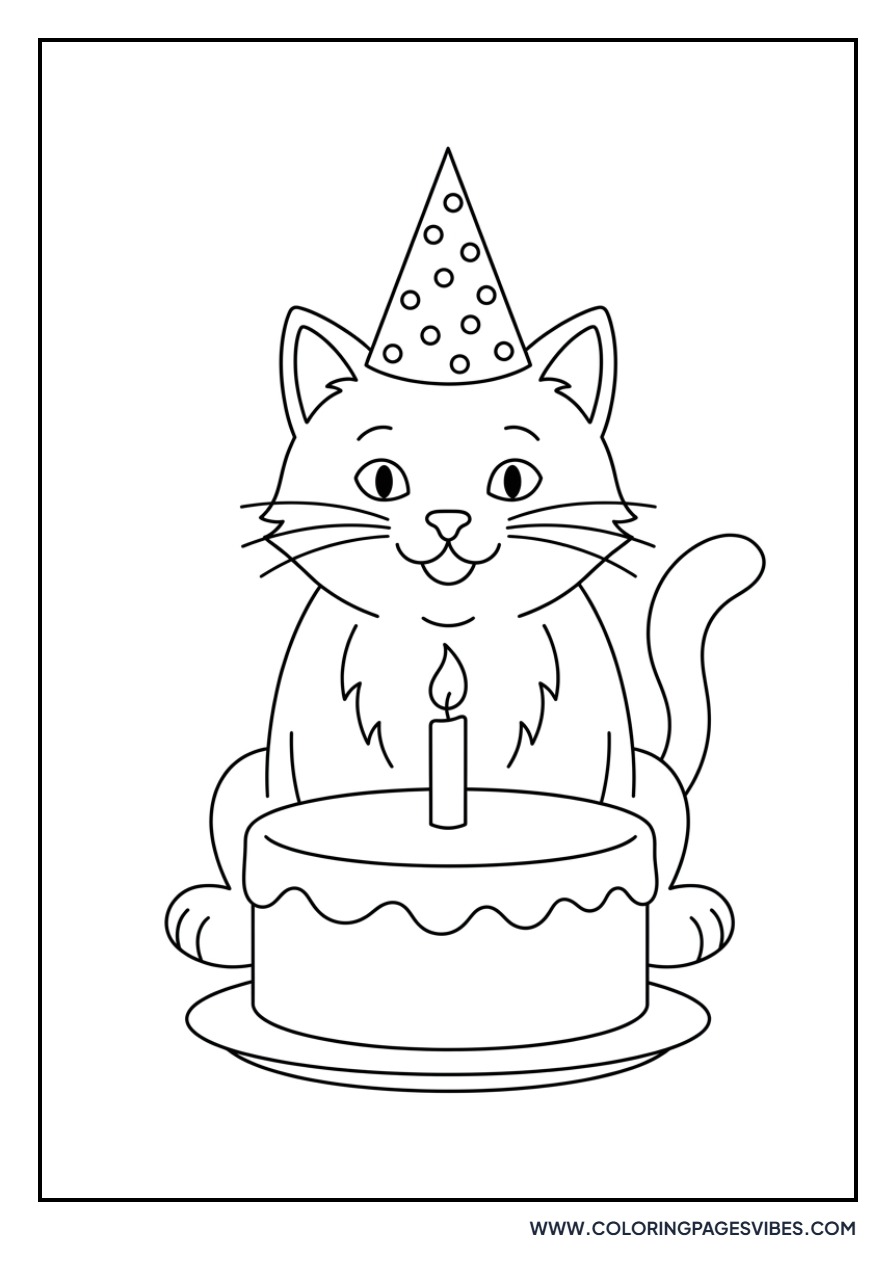 Cat with Birthday Cake