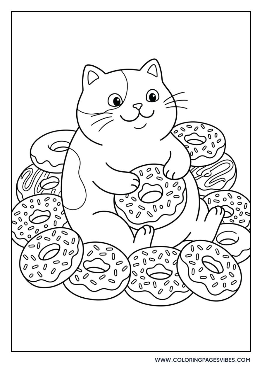 Fat Cat Eating Donuts