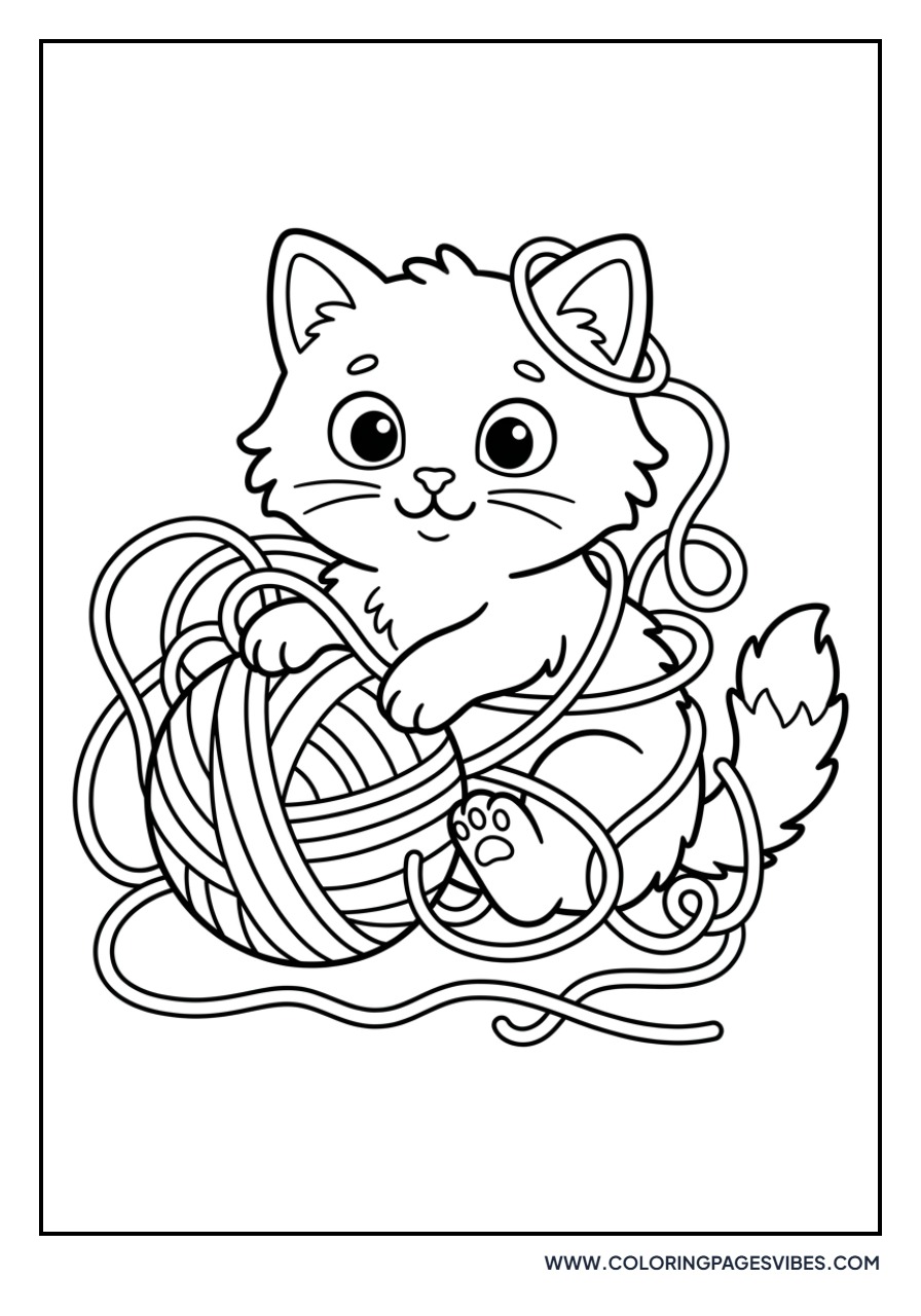 Kitten Playing with Yarn