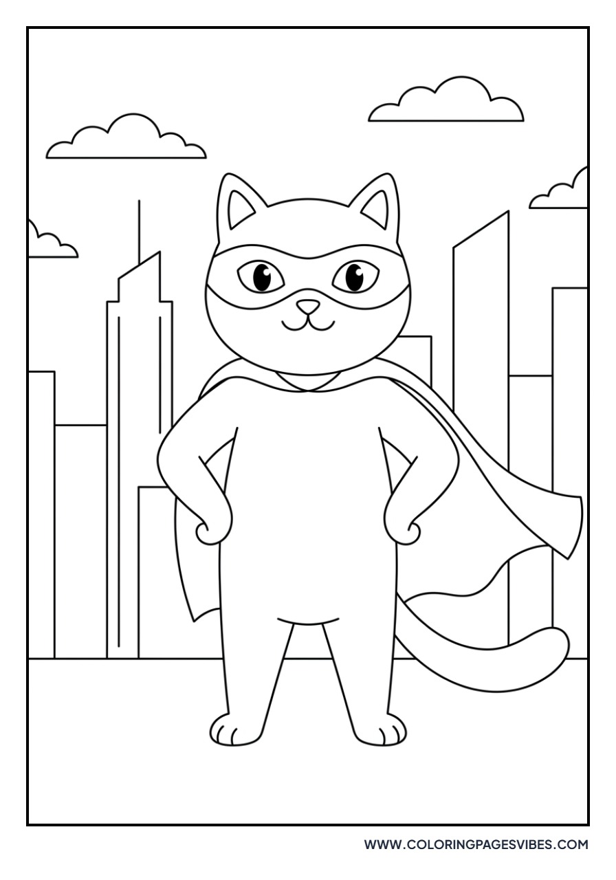 Superhero Cat with Cape