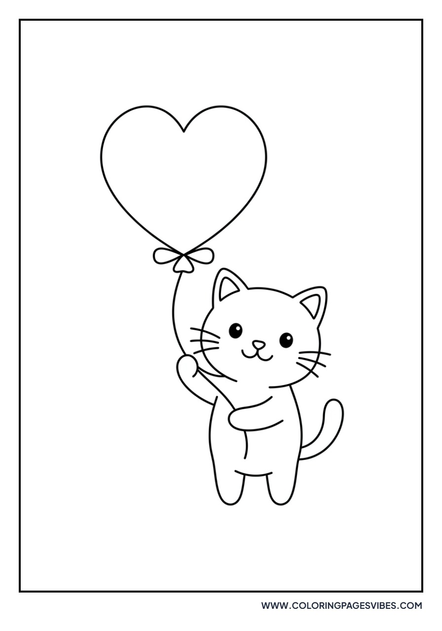 Valentine Cat with Heart