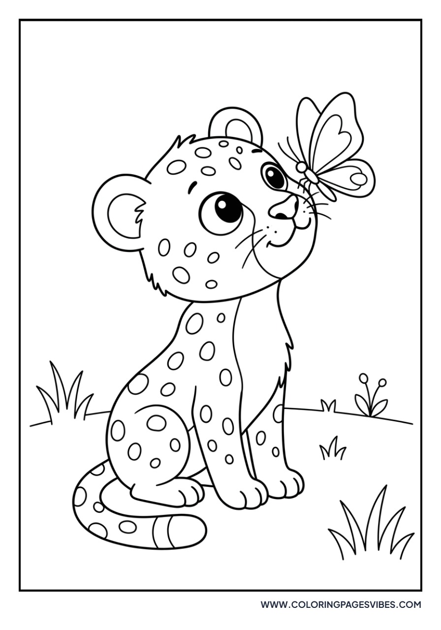 Cheetah Cub and Butterfly