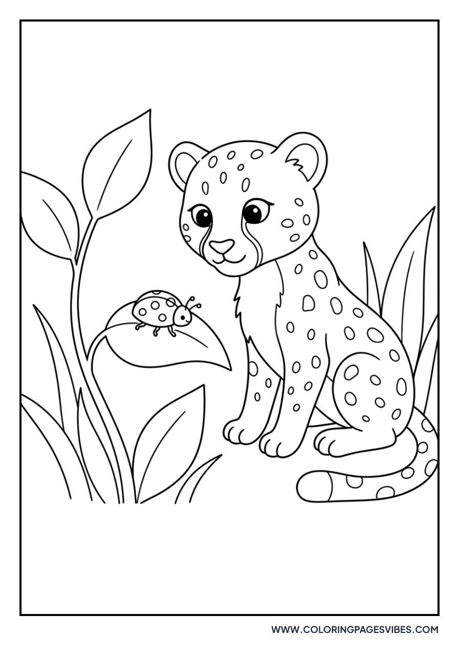 Cheetah Cub and Ladybug