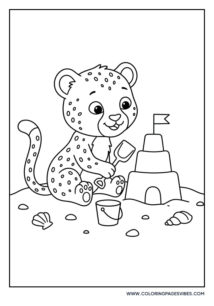 Cheetah Cub and Sandcastle