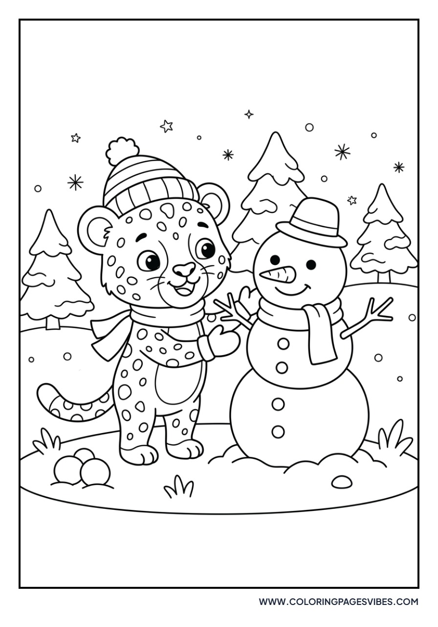 Cheetah Cub and Snowman