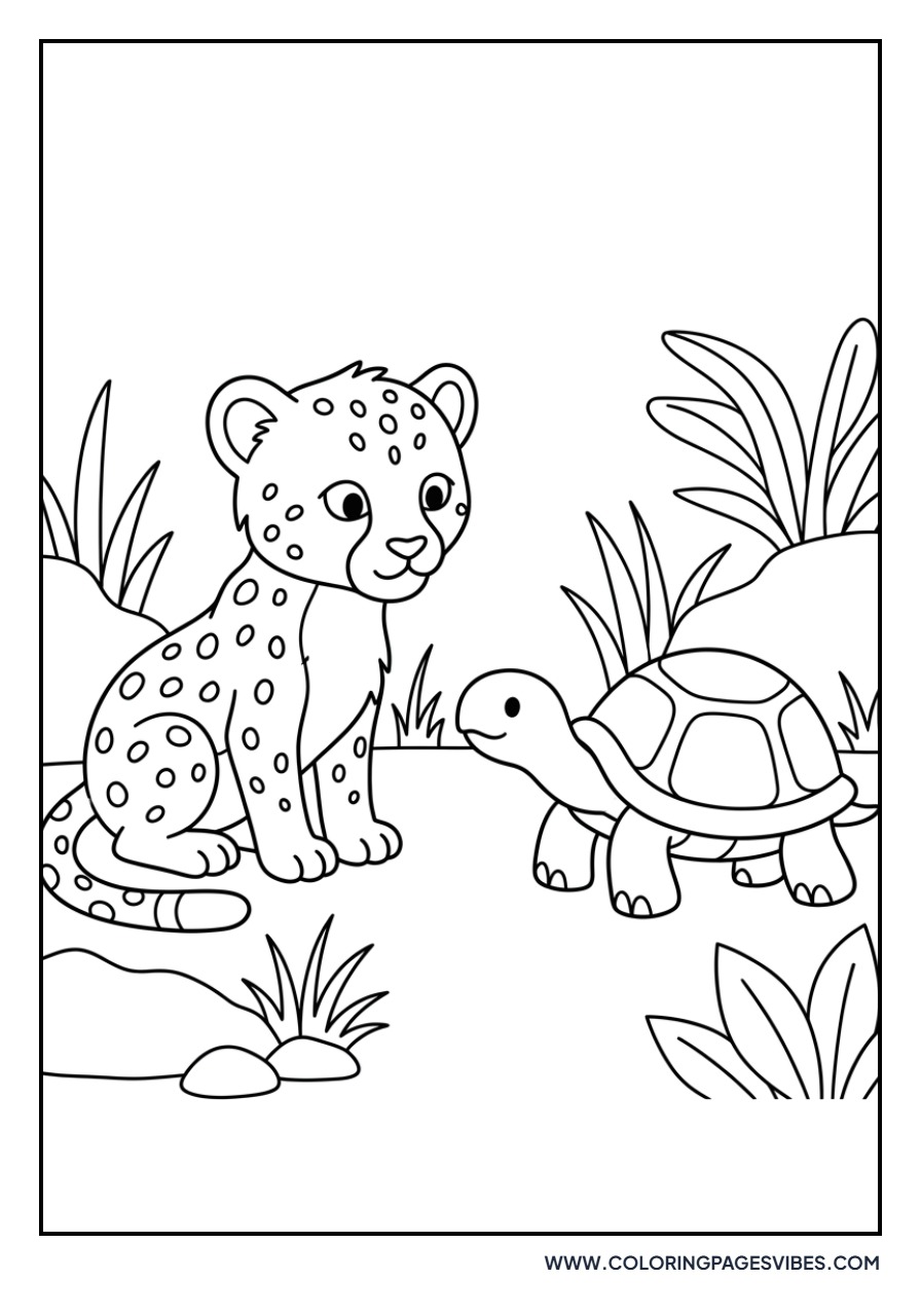 Cheetah Cub and Turtle