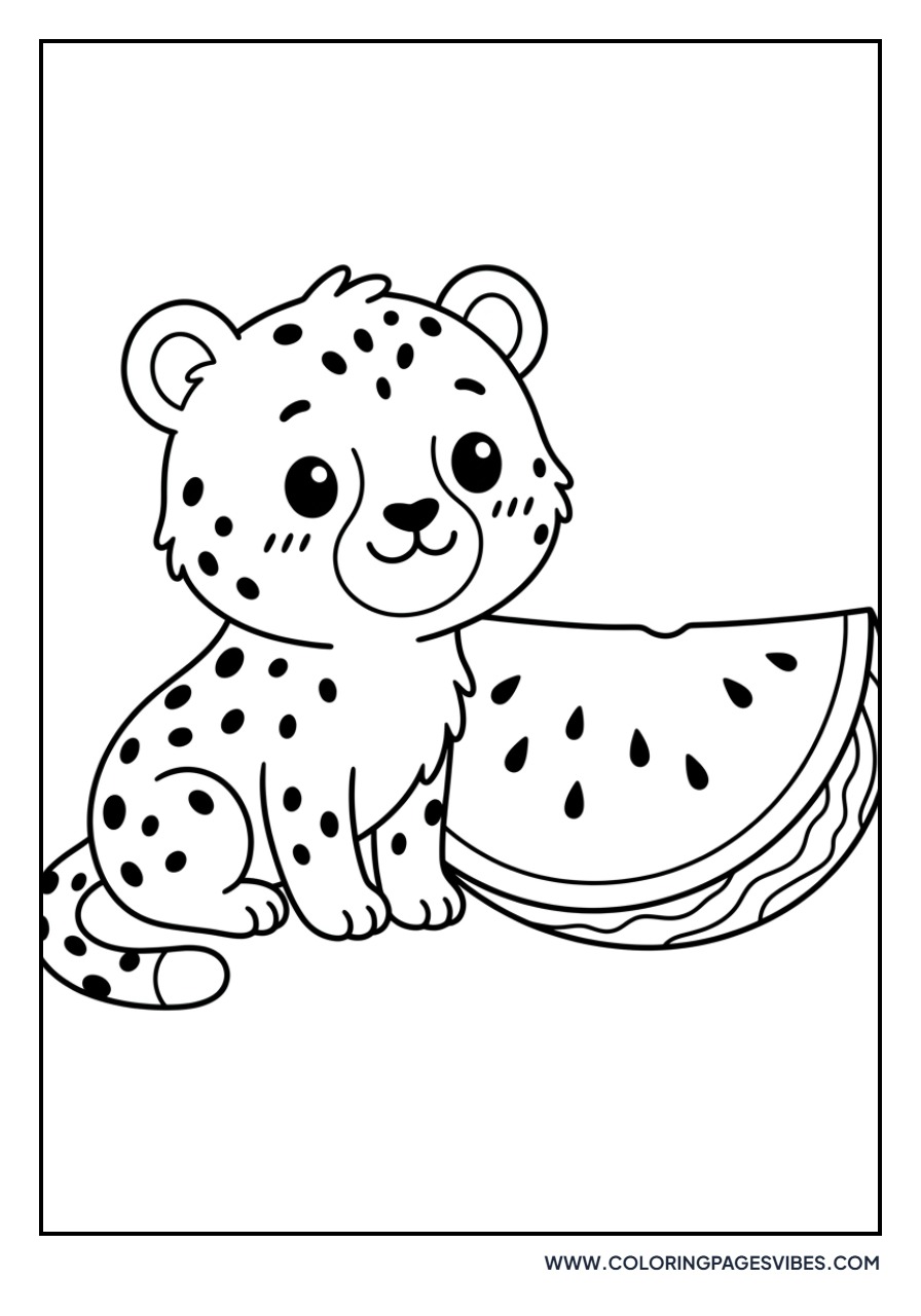 Cheetah Cub and Watermelon