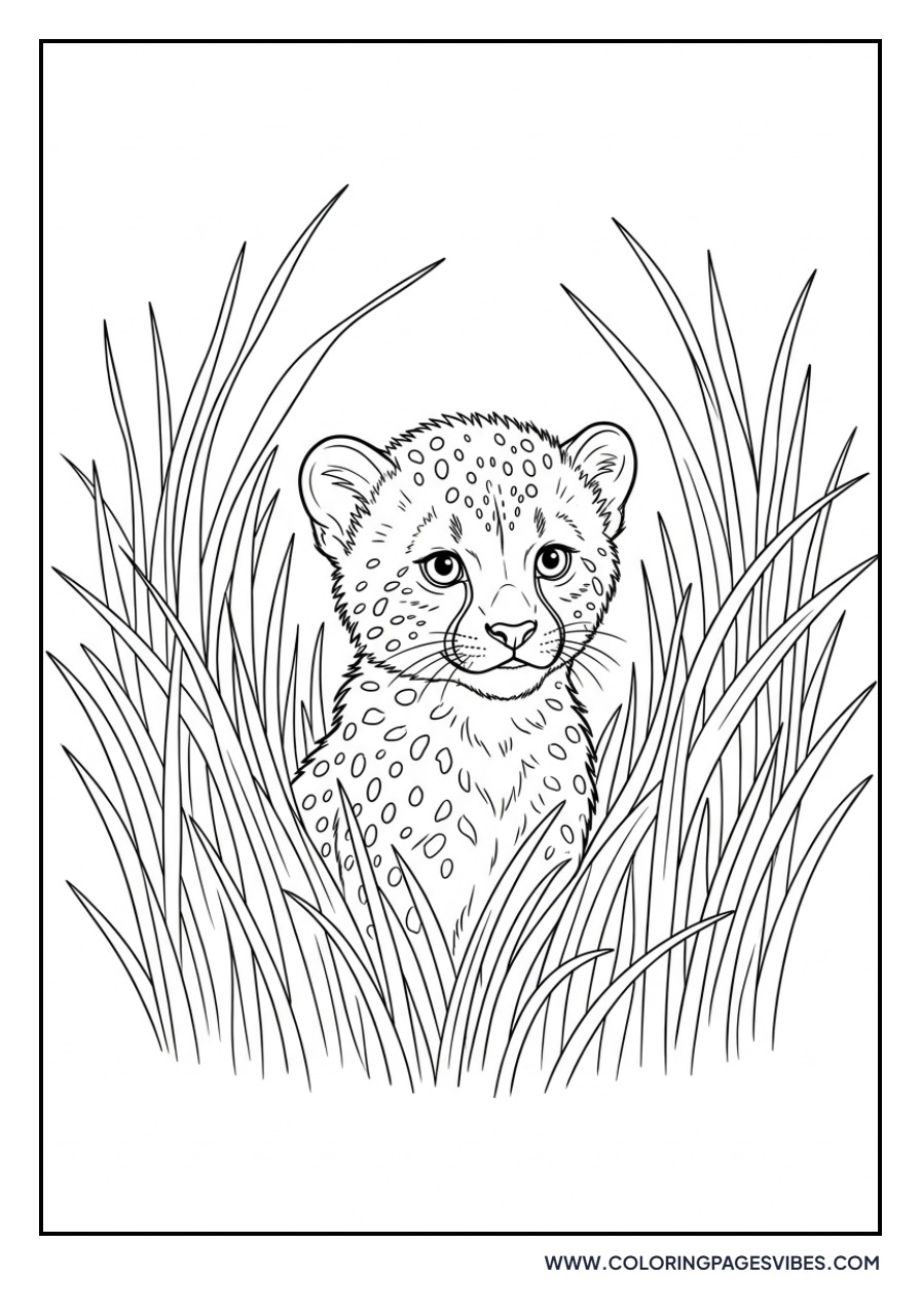 Cheetah Cub in Tall Grass