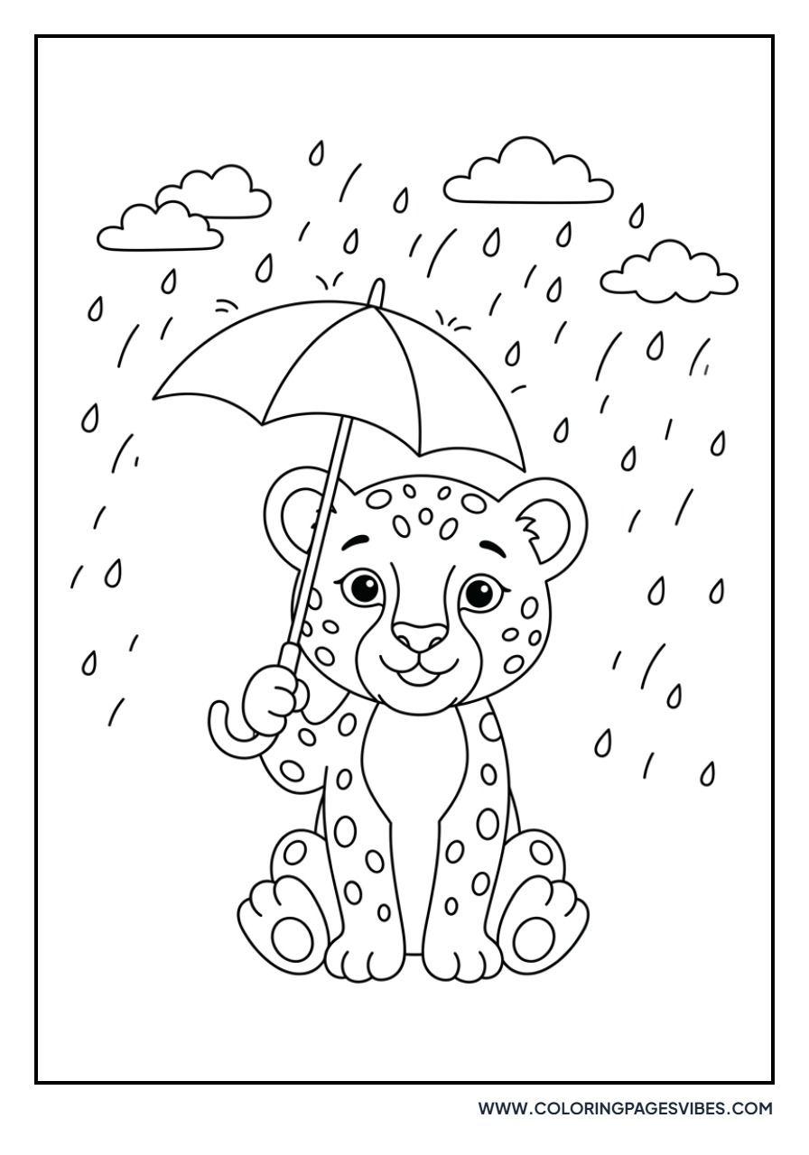 Cheetah Cub in the Rain